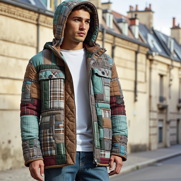 Velinor – Veste patchwork à carreaux